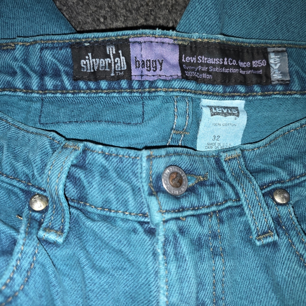 Vtg Teal Levis Denim Jorts - Picture 4 of 4